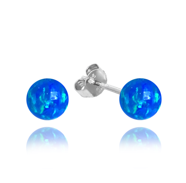 MINET Stříbrné náušnice KULIČKY s tmavě modrými opálky 6mm