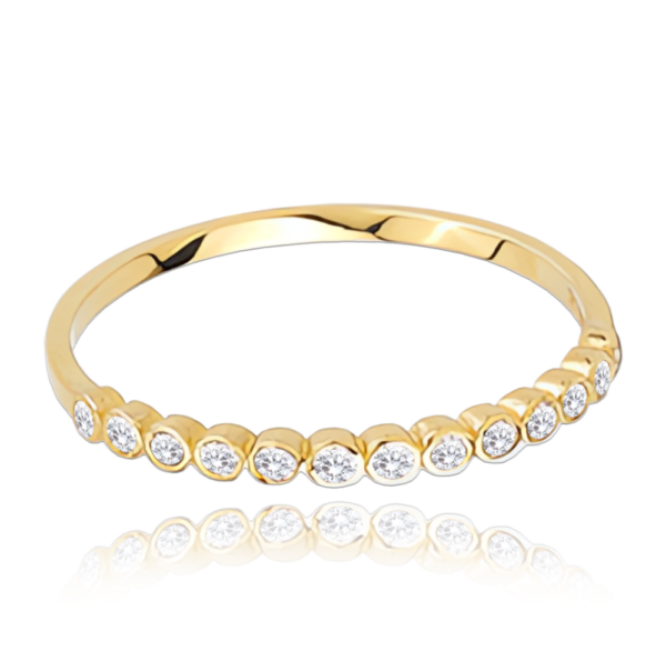 MINET Zlatý prsteň s bielymi zirkónmi Au 585/1000 veľkosť 58 - 0