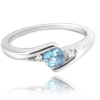 MINET Elegantný strieborný prsteň s modrým zirkónom veľkosti 55