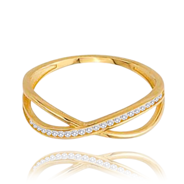 MINET Zlatý prsteň s bielymi zirkónmi Au 585/1000 veľkosť 65 - 1