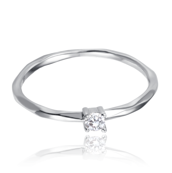 MINET Strieborný snubný prsteň s bielym zirkónom veľkosť 49