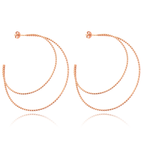 MINET Strieborné náušnice Rose Gold double CIRCLES