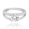 MINET Elegantný strieborný prsteň s bielymi zirkónmi veľkosť 62