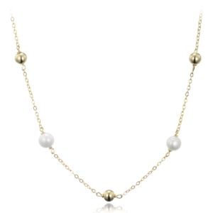 MINET Pozlátený strieborný náhrdelník s guľôčkami a prírodnými perlami